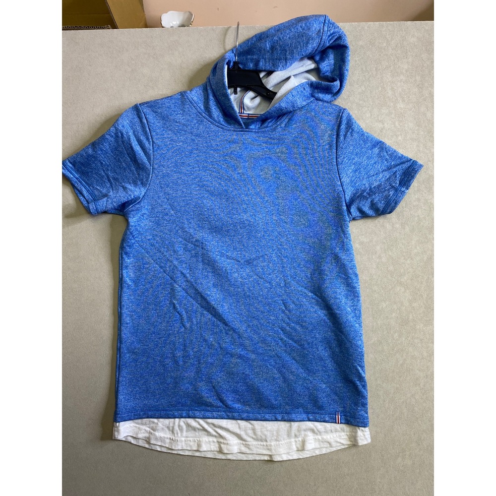 Boston Traders Kids Blue Heather Short Sleeve Layered Hoodie L 14/16 1261129